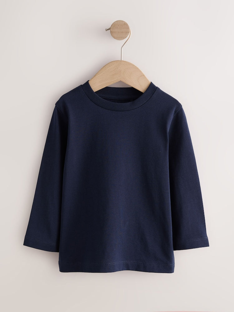 Navy Long Sleeve Plain T-Shirt (3mths-7yrs) - Navy / 12-18 Months (80-86cm)