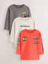 Red White Racing Car Long Sleeve Graphic T-Shirts 3 Pack (3mths-7yrs) - Red White Racing Car Long Sleeve Graphic / 12-18 Months (80-86cm)