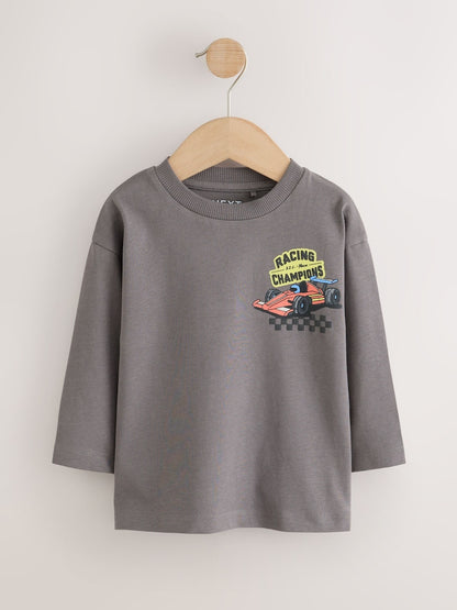 Red White Racing Car Long Sleeve Graphic