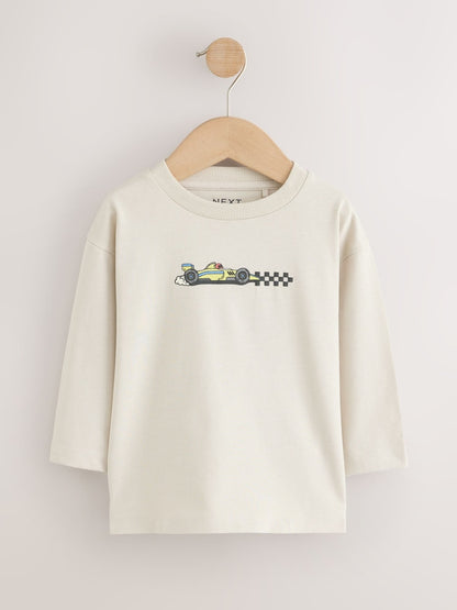 Red White Racing Car Long Sleeve Graphic