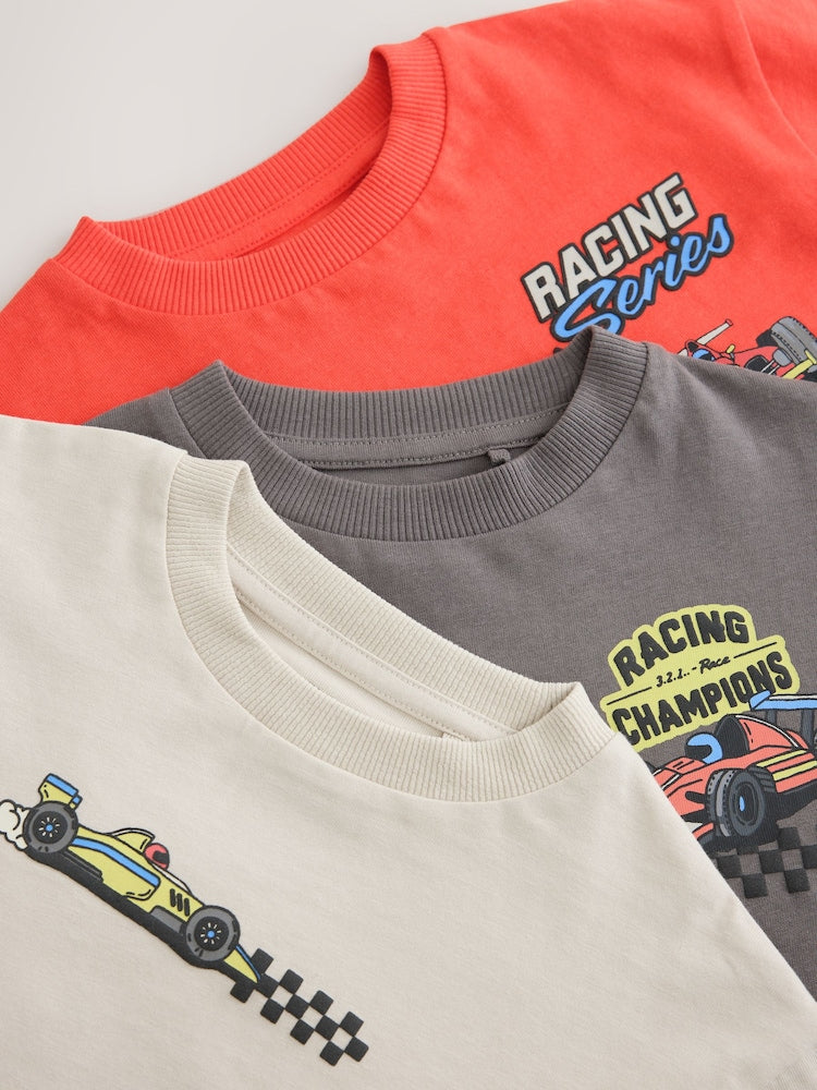 Red White Racing Car Long Sleeve Graphic