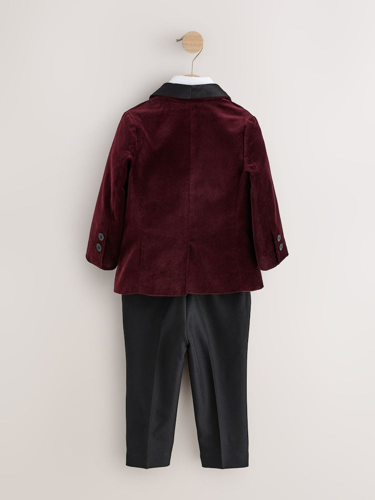 Burgundy Red Blazer, Shirt &amp; Trouser Set Blazer Shirt Trousers and Bow Tie Set (3mths-12yrs)