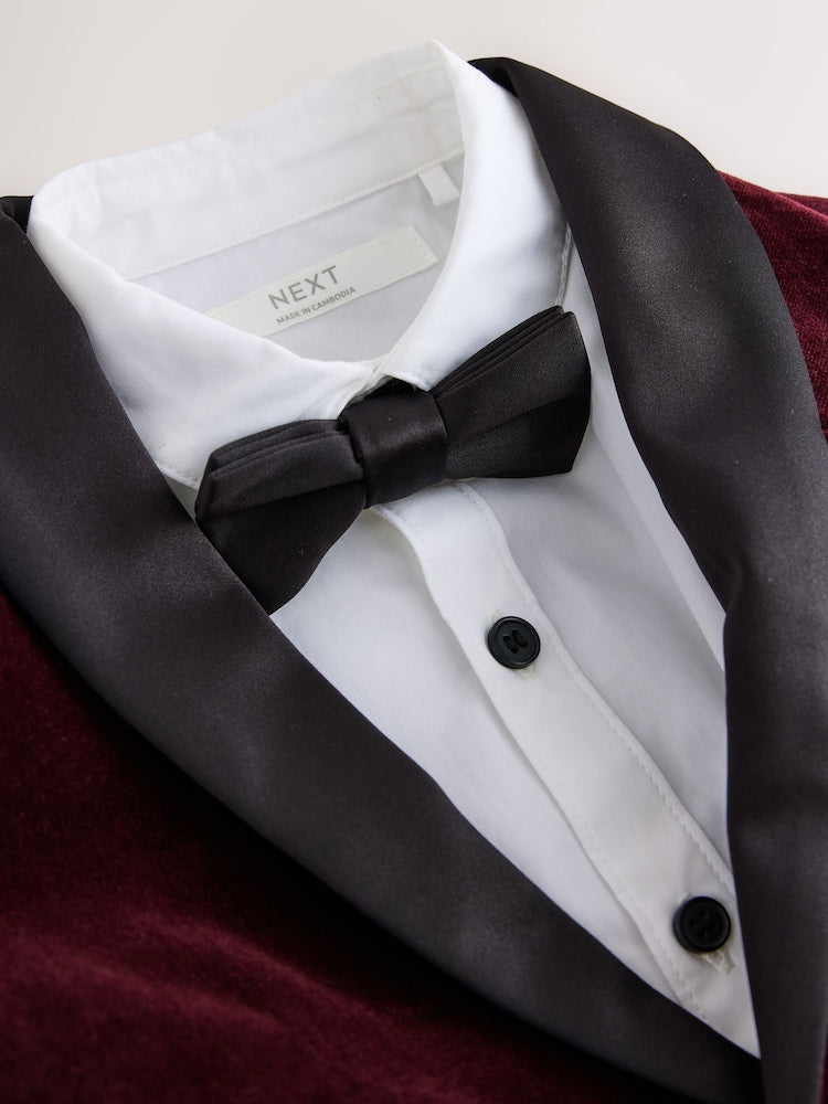 Burgundy Red Blazer, Shirt &amp; Trouser Set Blazer Shirt Trousers and Bow Tie Set (3mths-12yrs)