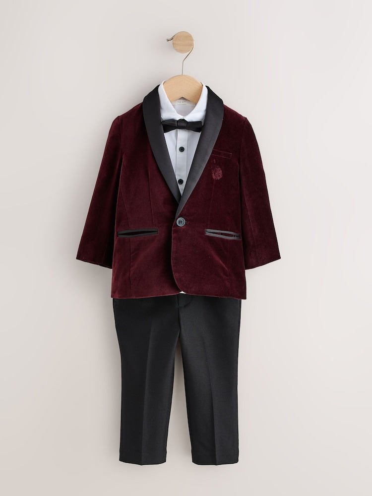 Burgundy Red Blazer, Shirt &amp; Trouser Set Blazer Shirt Trousers and Bow Tie Set (3mths-12yrs)