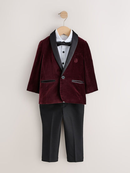 Burgundy Red Blazer, Shirt &amp; Trouser Set Blazer Shirt Trousers and Bow Tie Set (3mths-12yrs)