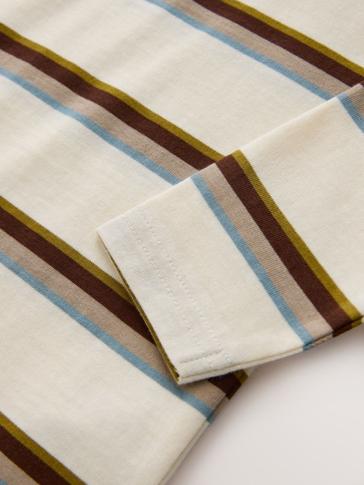 Brown/Ecru Long Sleeve Stripe T-Shirt (3mths-7yrs)