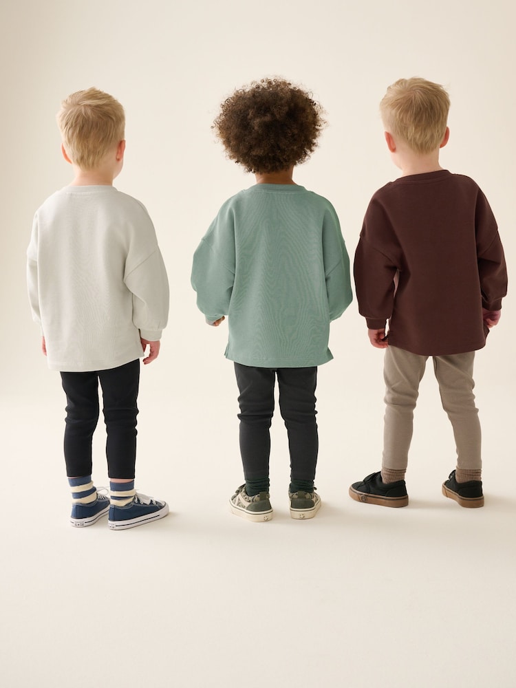 Brown/Green/Off-white Crew Top and Legging Set 3 Pack (3mths-7yrs)