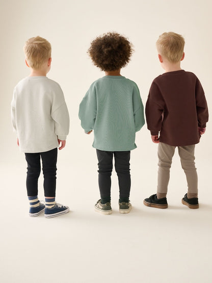 Brown/Green/Off-white Crew Top and Legging Set 3 Pack (3mths-7yrs)