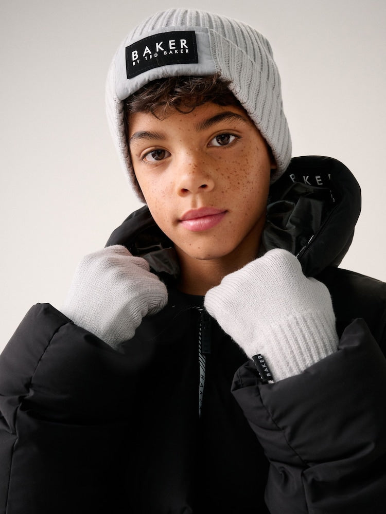Baker by Ted Baker Grey Logo Beanie and Gloves Set - Size 3 - 4 Years (98 - 104cm) - Grey
