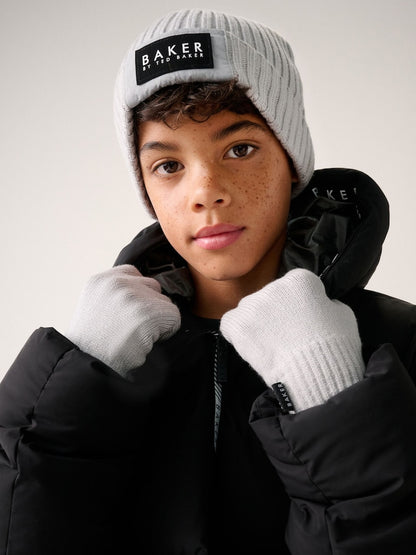 Baker by Ted Baker Grey Logo Beanie and Gloves Set - Size 3 - 4 Years (98 - 104cm) - Grey