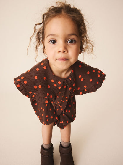 Brown Spot Long Sleeve Collar Dress (3mths-7yrs)