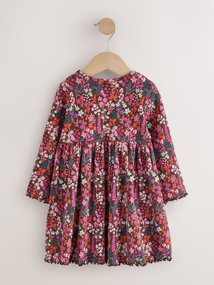 Burgundy Red Ditsy Floral Long Sleeve Ribbed