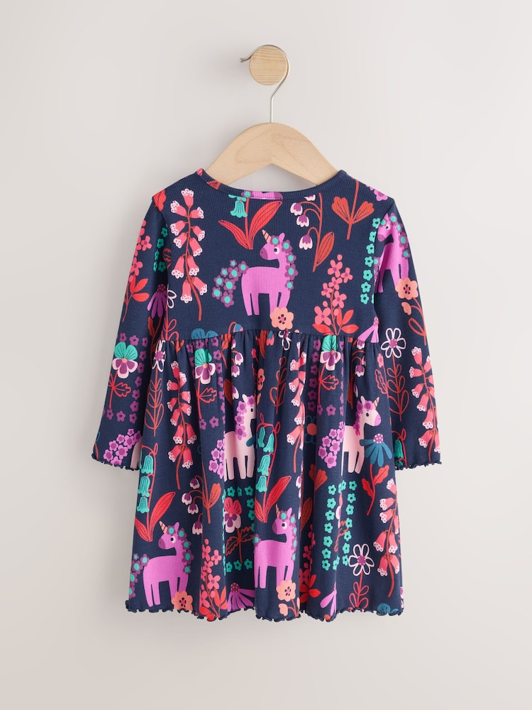 Navy Unicorn Long Sleeve Ribbed