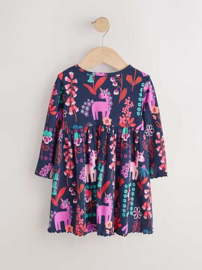Navy Unicorn Long Sleeve Ribbed