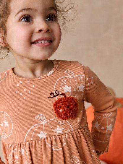Orange Halloween Pumpkin Long Sleeve Ribbed