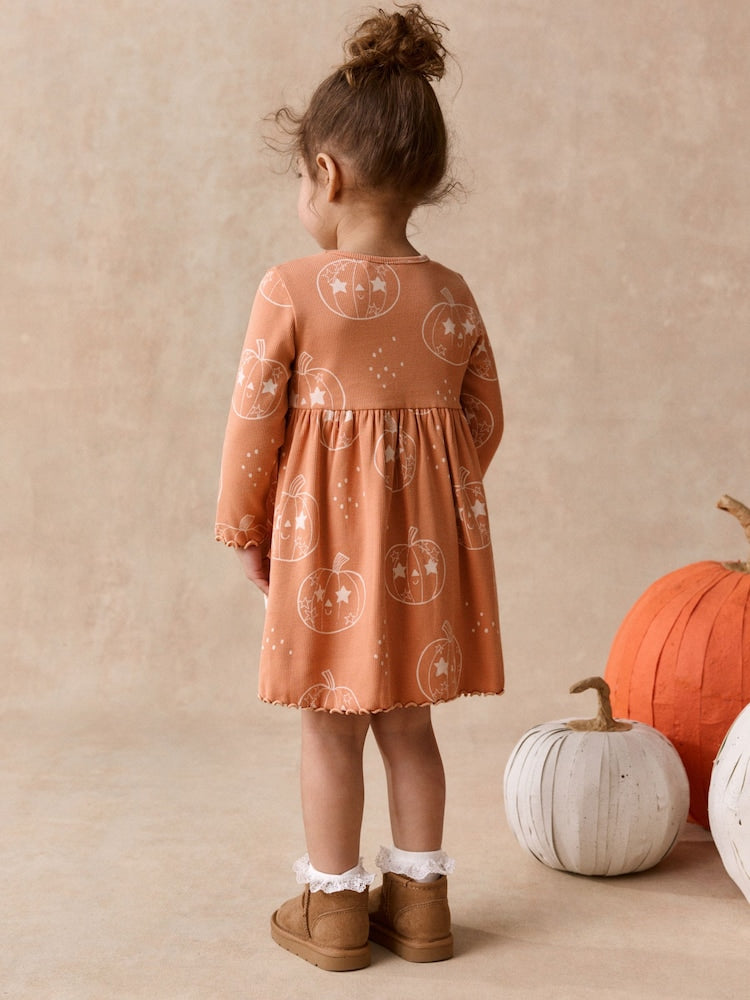 Orange Halloween Pumpkin Long Sleeve Ribbed