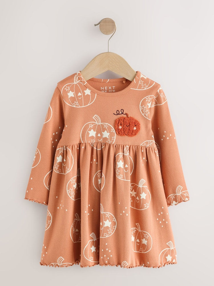 Orange Halloween Pumpkin Long Sleeve Ribbed