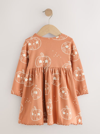 Orange Halloween Pumpkin Long Sleeve Ribbed