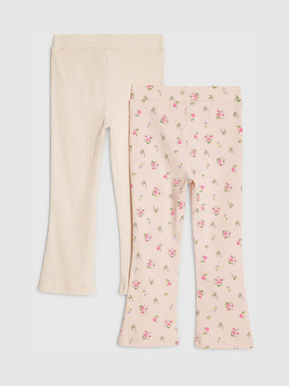 River Island Pink Ribbed Floral Kickflare Leggings 2 Pack - Size 12-18 Months (80-86cm)