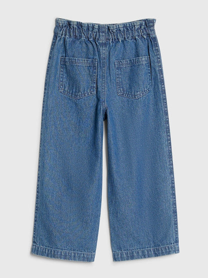 River Island Blue Pull On Wide Leg Jeans