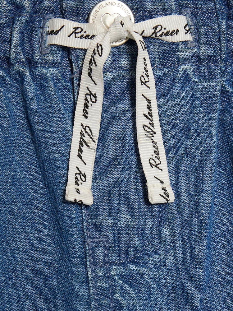 River Island Blue Pull On Wide Leg Jeans