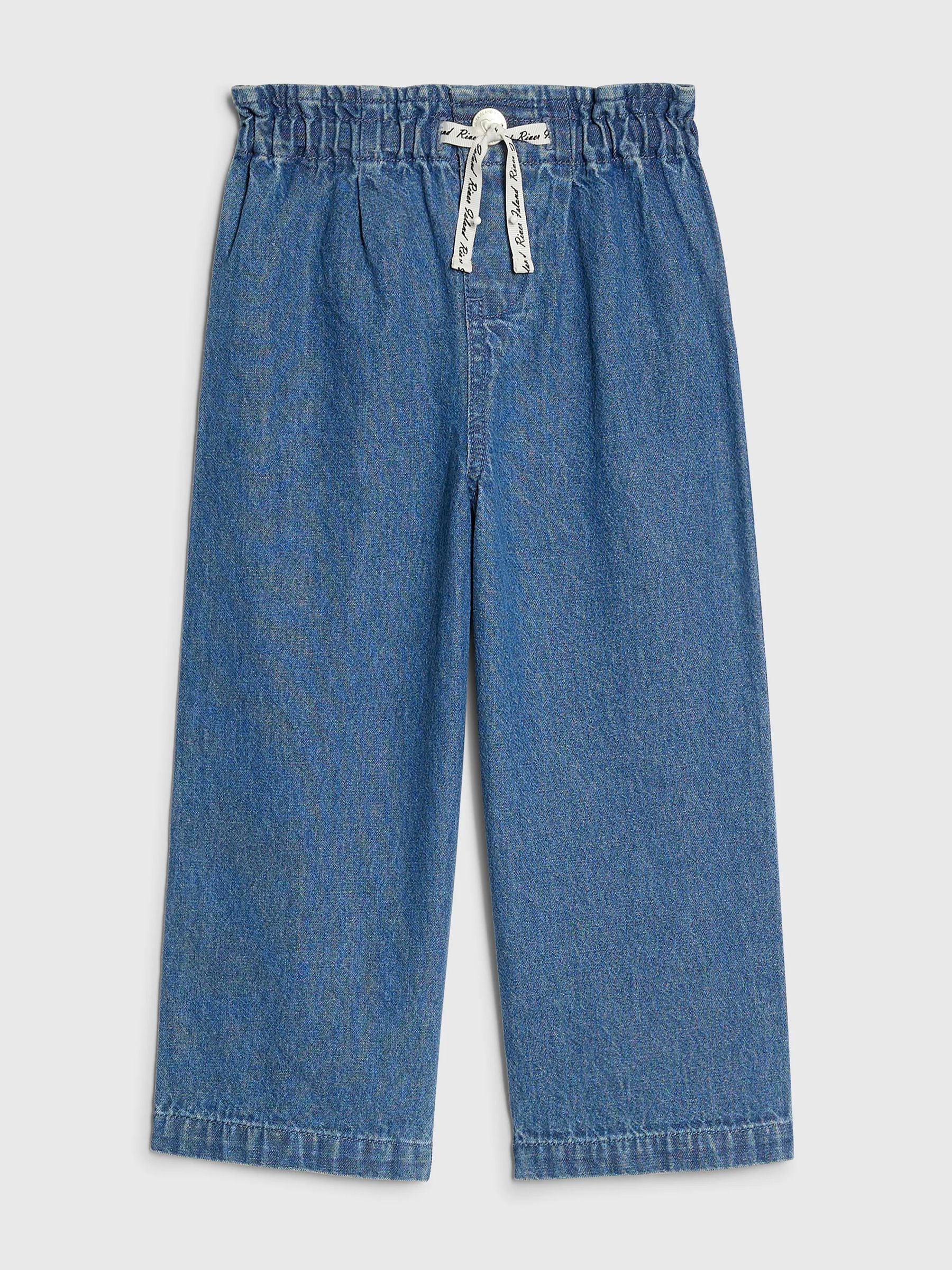 River Island Blue Pull On Wide Leg Jeans - Size 12-18 Months (80-86cm) - Default 1