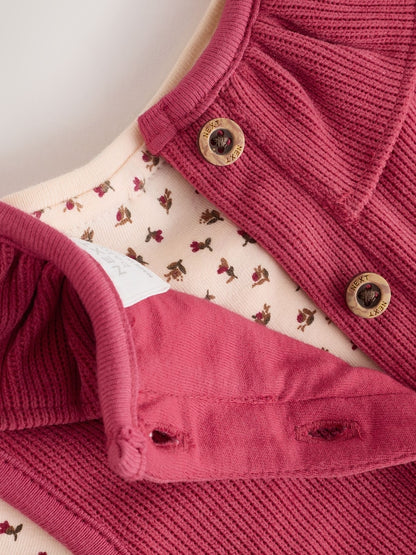 Red Corduroy Baby Long Sleeve Bodysuit And Dungarees Set 2 Piece (0mths-2yrs)