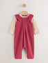 Red Corduroy Baby Long Sleeve Bodysuit And Dungarees Set 2 Piece (0mths-2yrs)