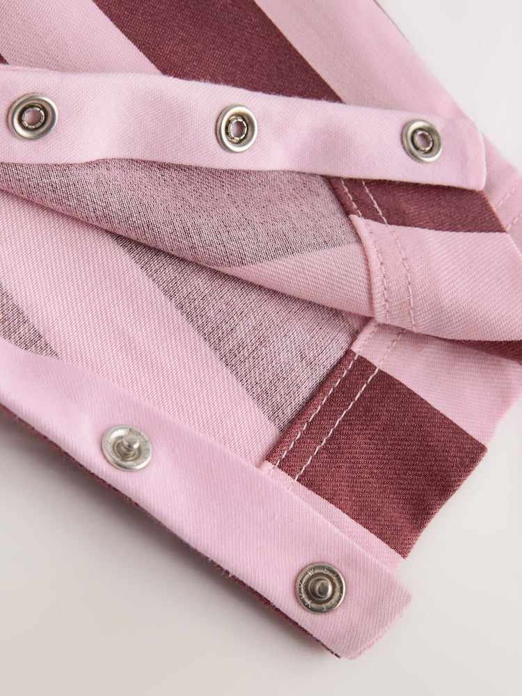 Pink/Burgundy Stripe Long Sleeve Bodysuit And Woven Dungarees Set 2 Piece (0mths-2yrs)