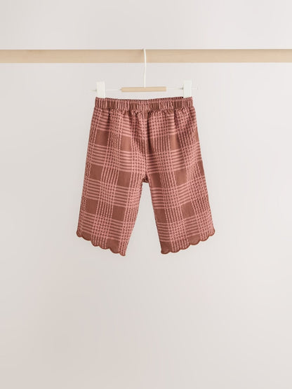 Brown/Pink Check Baby Woven Top and Trousers 2 Piece Set (0mths-2yrs)