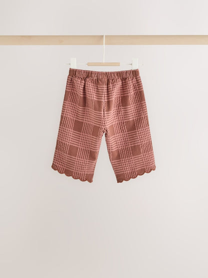 Brown/Pink Check Baby Woven Top and Trousers 2 Piece Set (0mths-2yrs)