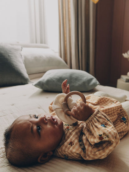 Brown/Cream Check Embroidered Baby Bubble Romper And Tights 2 Piece Set (0mths-2yrs)