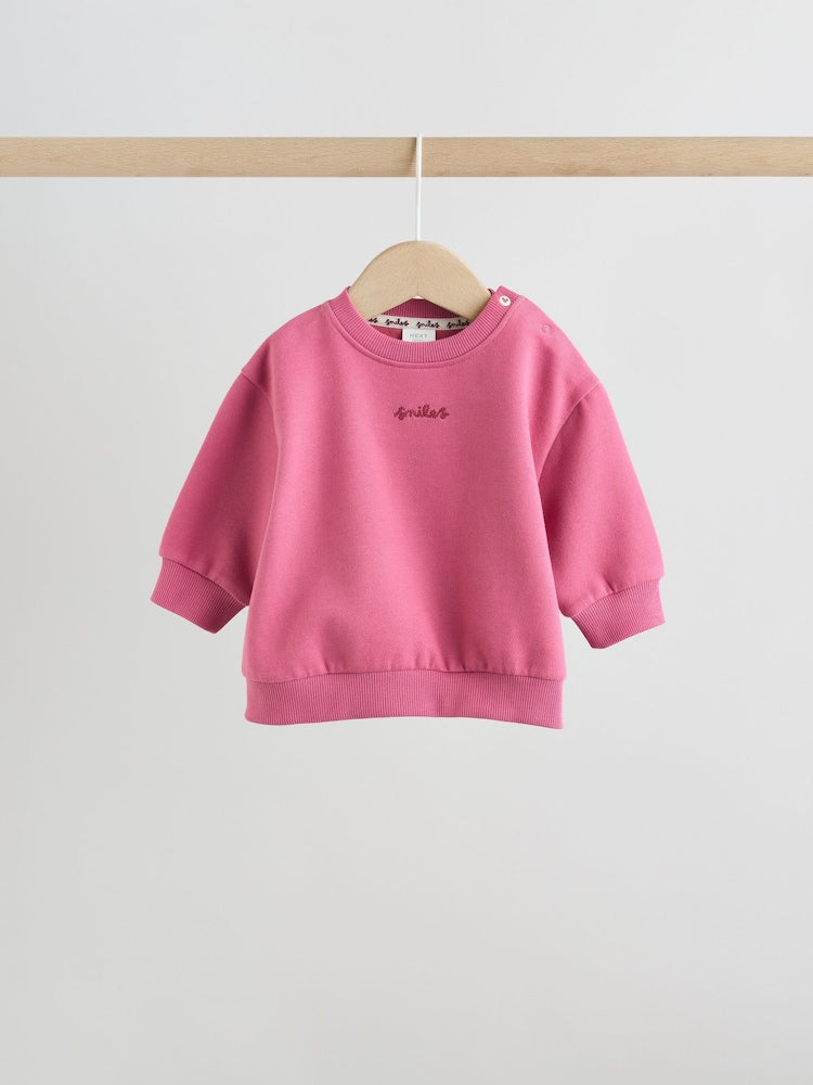 Plum Slogan Sweat Top and Joggers Baby Set (0mths-2yrs)