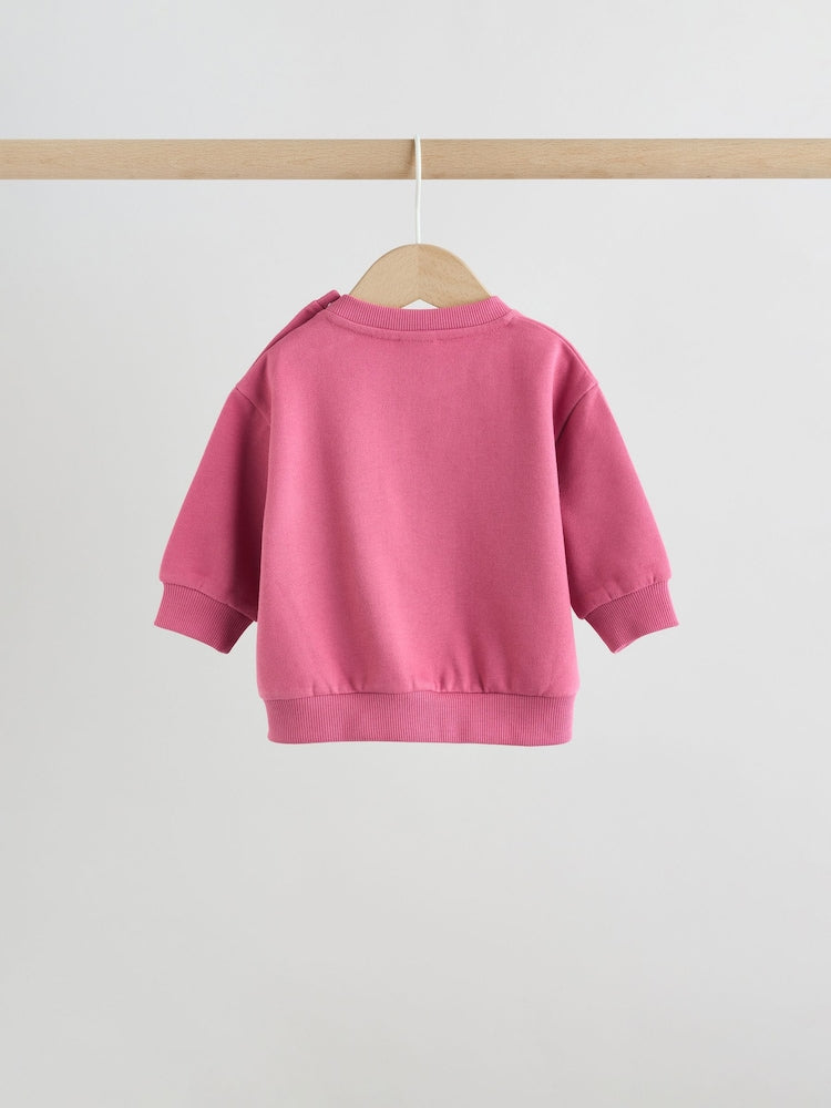Plum Slogan Sweat Top and Joggers Baby Set (0mths-2yrs)