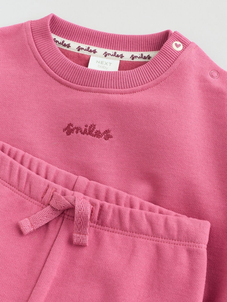 Plum Slogan Sweat Top and Joggers Baby Set (0mths-2yrs)
