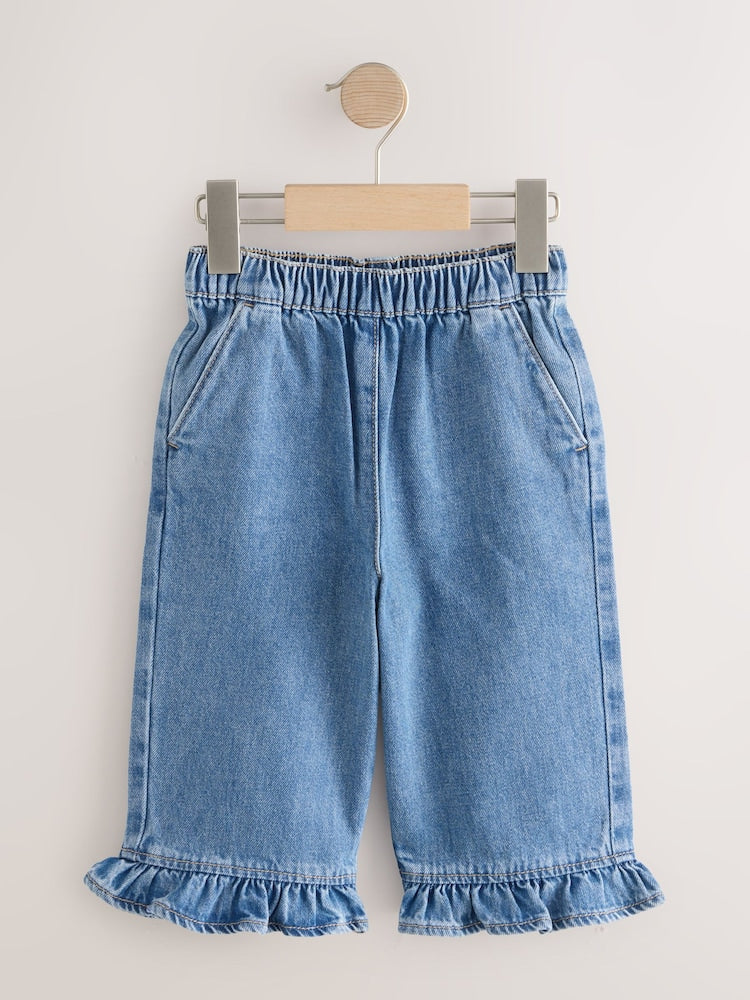 Denim Frill Hem Wide Leg