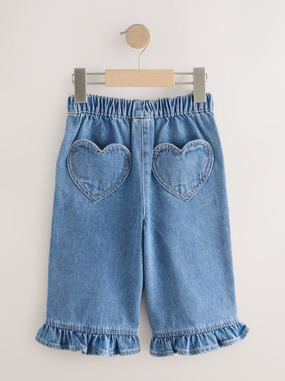 Denim Frill Hem Wide Leg