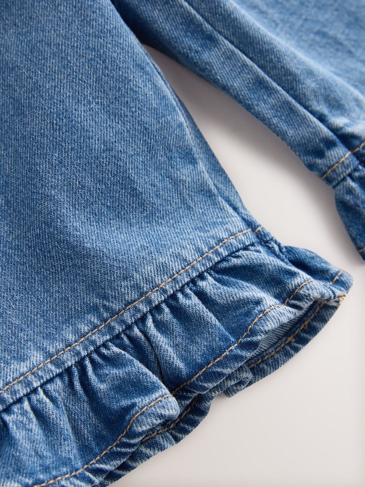 Denim Frill Hem Wide Leg