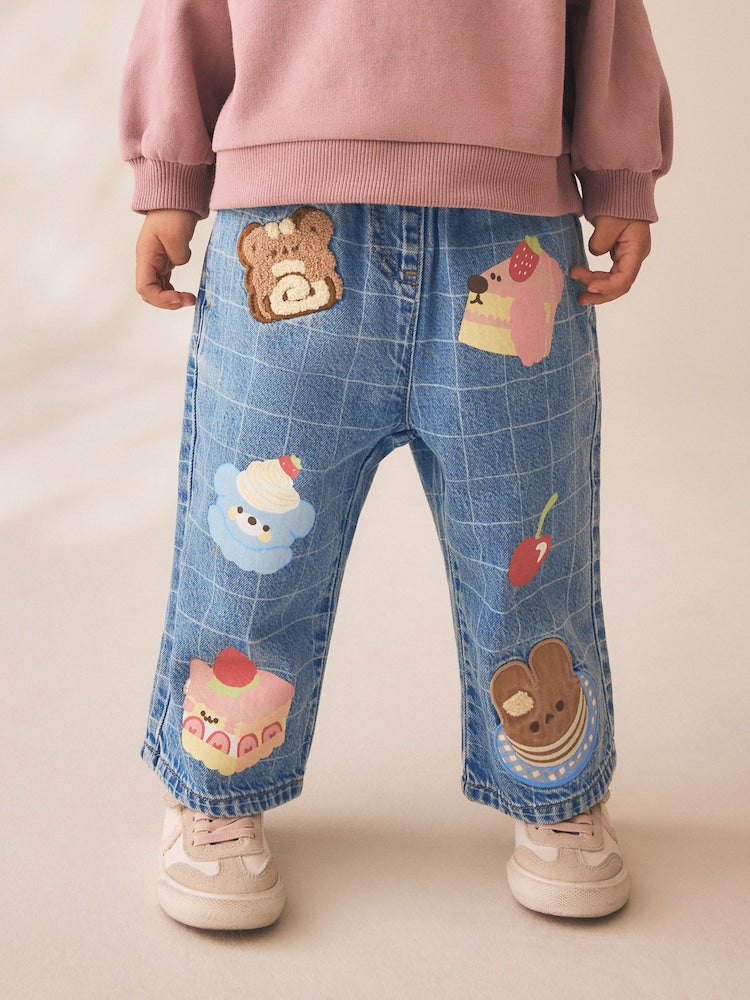 Dog Cake Print Wide Leg Jeans (3mths-7yrs) - Dog Cake Print / 12-18 Months (80-86cm)