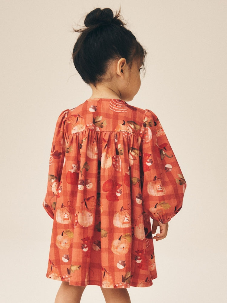 Orange Autumn Print Long Sleeve 3D Character