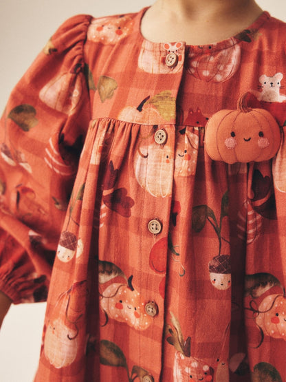 Orange Autumn Print Long Sleeve 3D Character