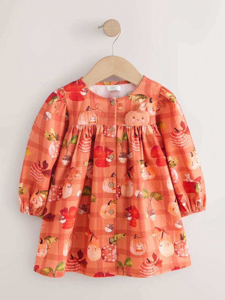 Orange Autumn Print Long Sleeve 3D Character