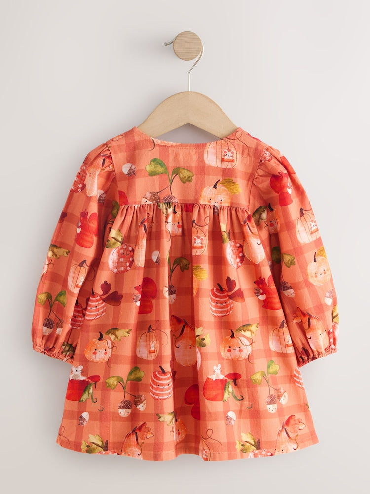 Orange Autumn Print Long Sleeve 3D Character
