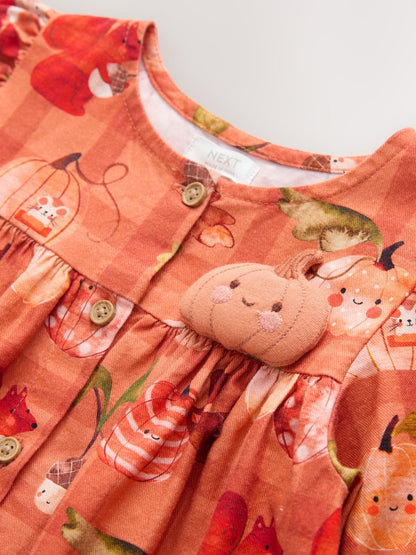 Orange Autumn Print Long Sleeve 3D Character