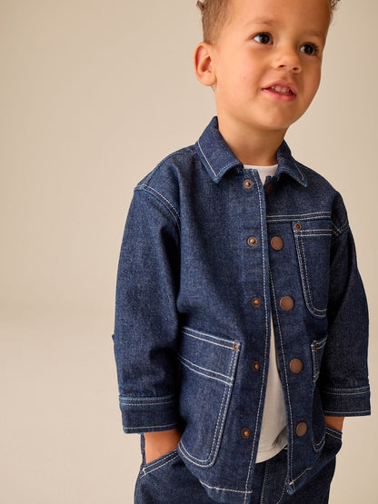 Rinse Wash Denim Shacket and Wide Leg