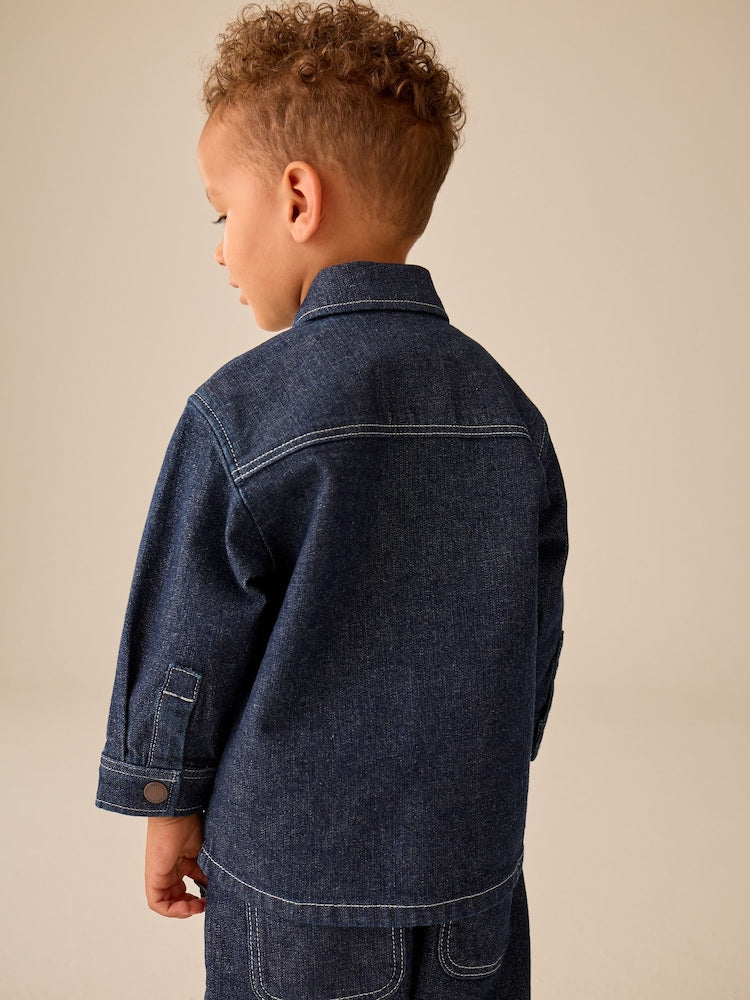 Rinse Wash Denim Shacket and Wide Leg