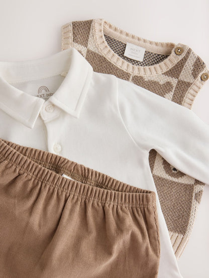 Brown Knit Vest Bodysuit and Trousers Set (0mths-3yrs)