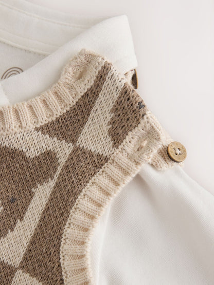 Brown Knit Vest Bodysuit and Trousers Set (0mths-3yrs)