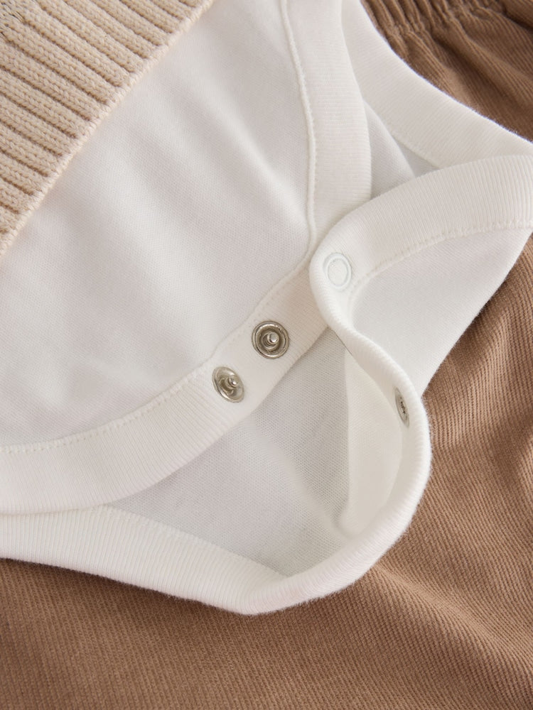 Brown Knit Vest Bodysuit and Trousers Set (0mths-3yrs)
