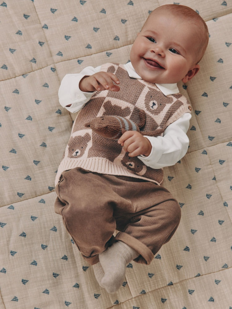 Brown Knit Vest Bodysuit and Trousers Set (0mths-3yrs)